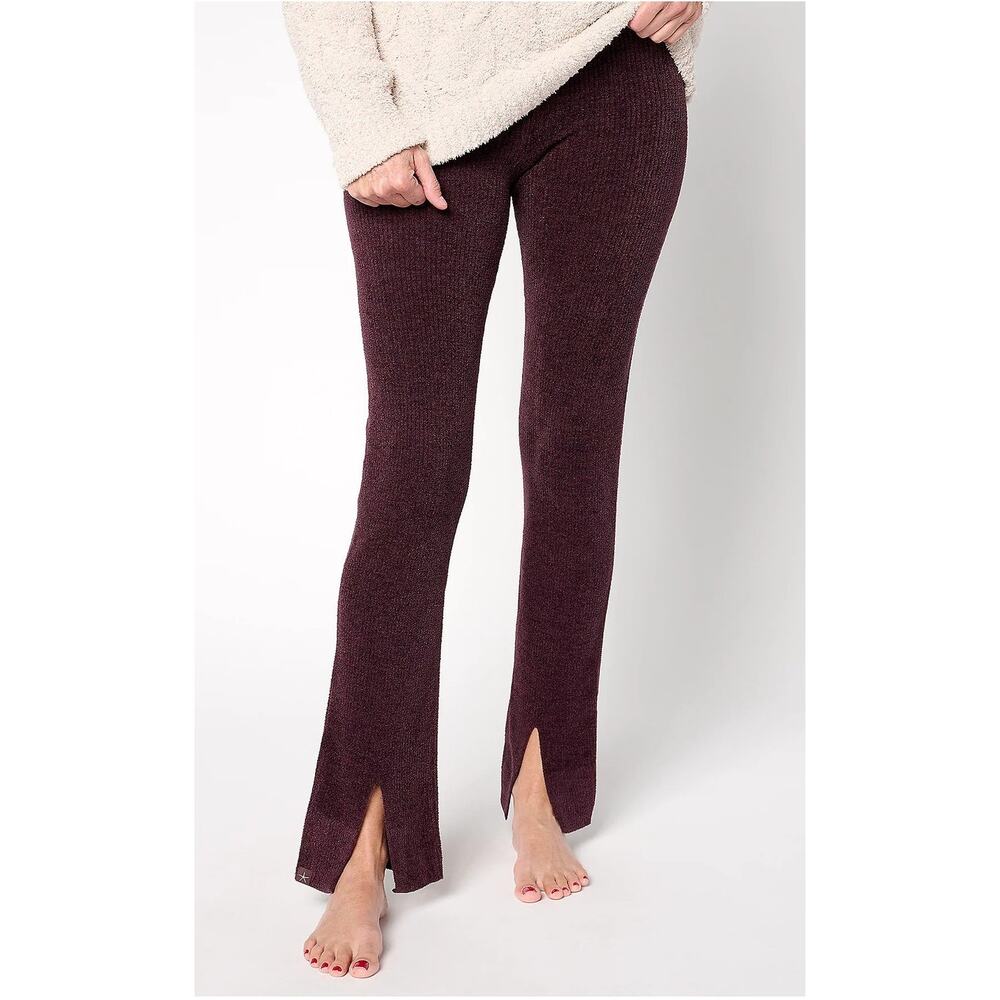 Barefoot Dreams Ultra Lite Lounge Pants Front Slit Medium Garnet Minimal Cozy